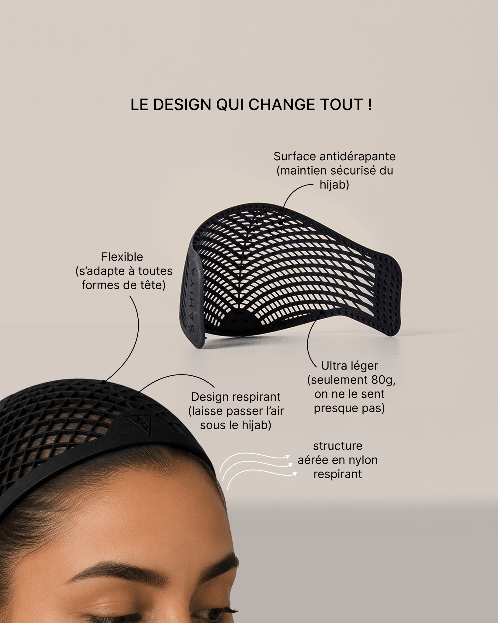Sous hijab respirant anti-chute — Scalp Guard™